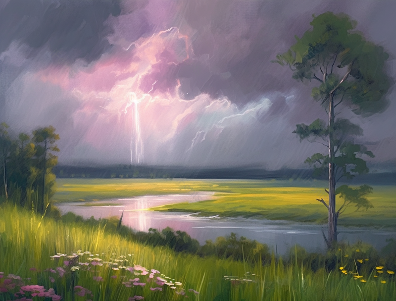 绿色草地阴雨天风景油画,插画/手绘图,插画/手绘图库,插画/手绘图下载,插画/手绘